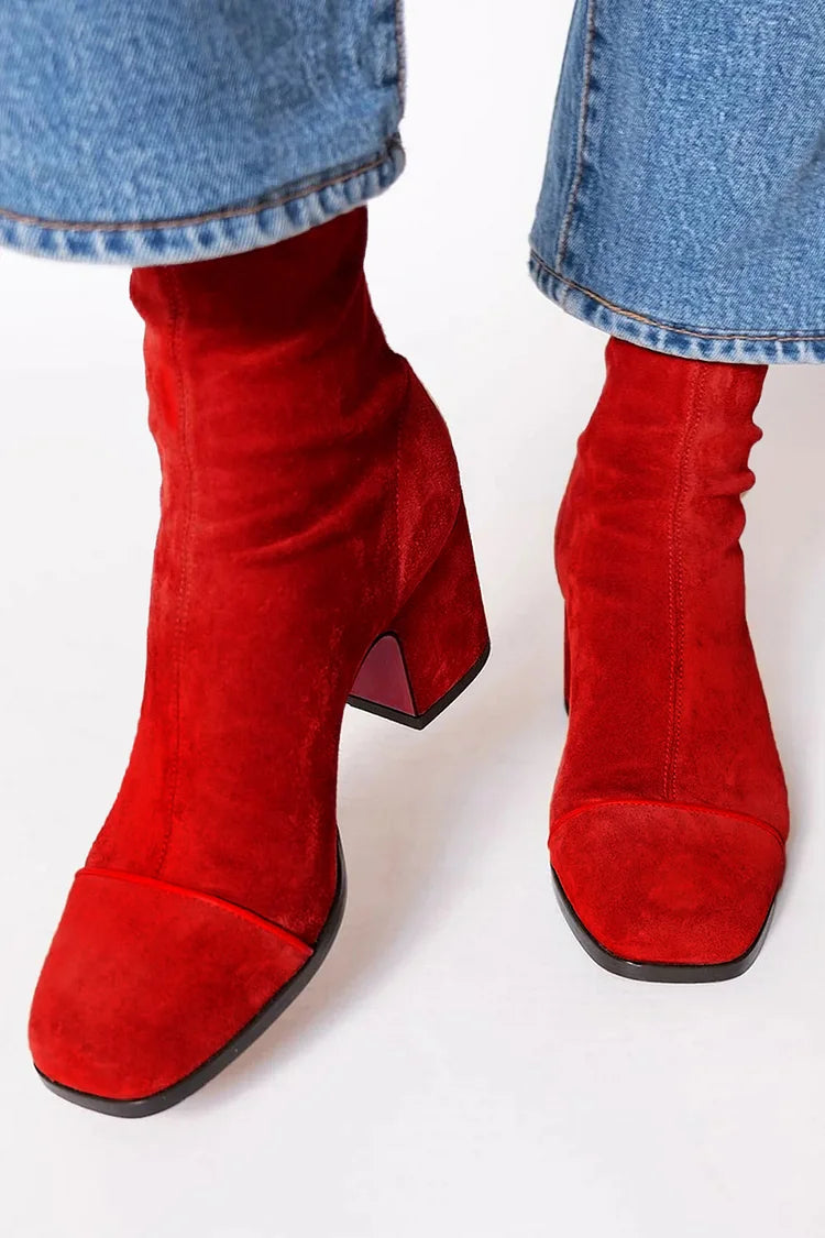 Square-toe heeled boots