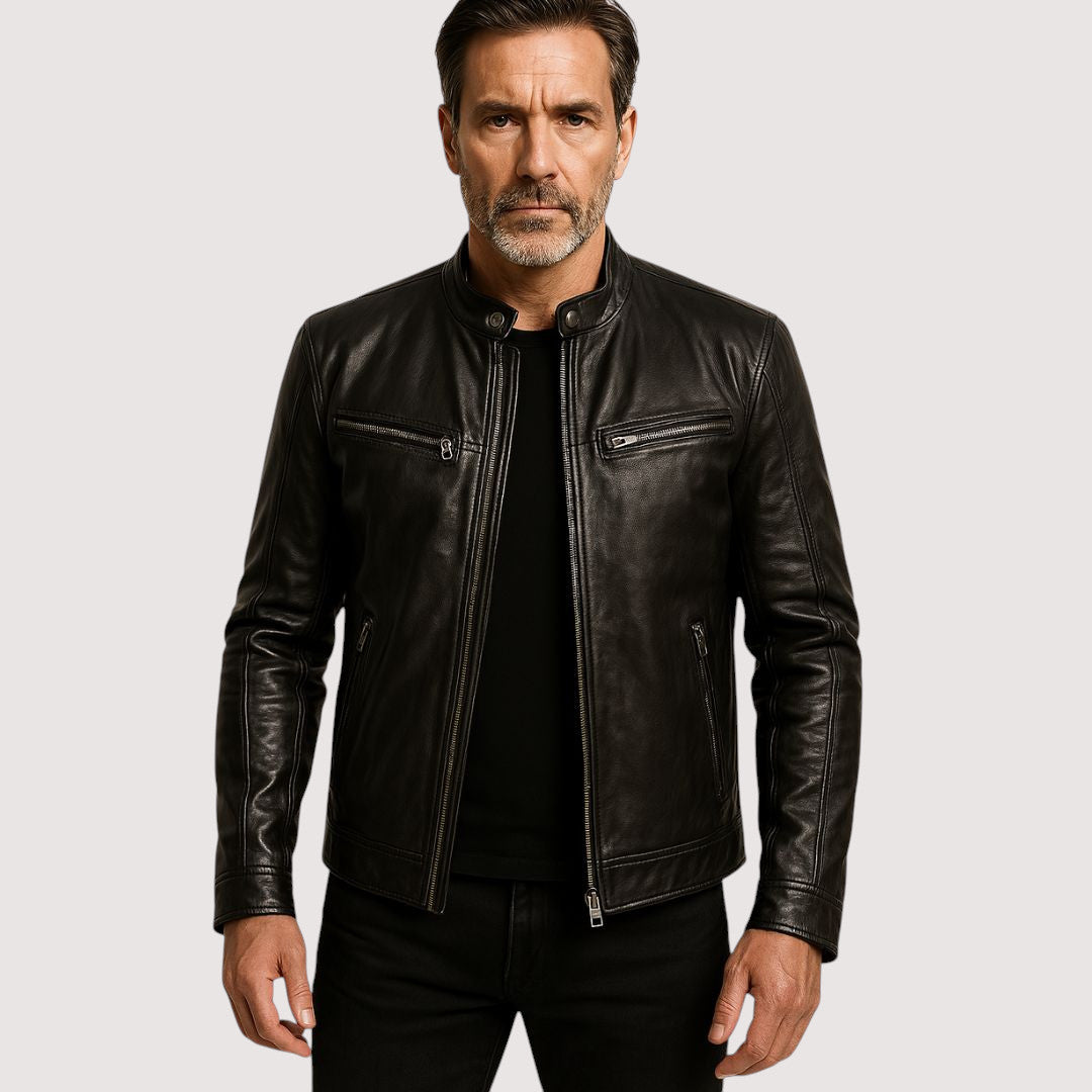 Men's Leather Zip Up Jacket