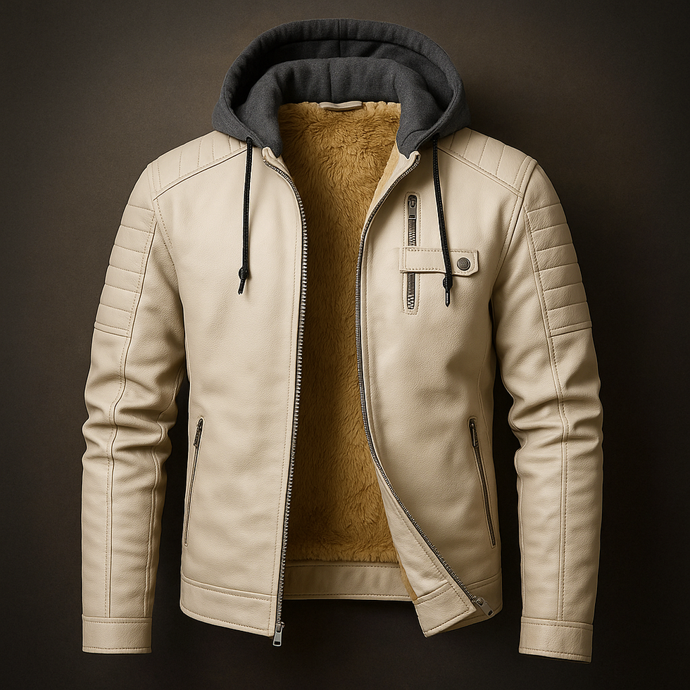 Elegant Hooded Leather Jacket