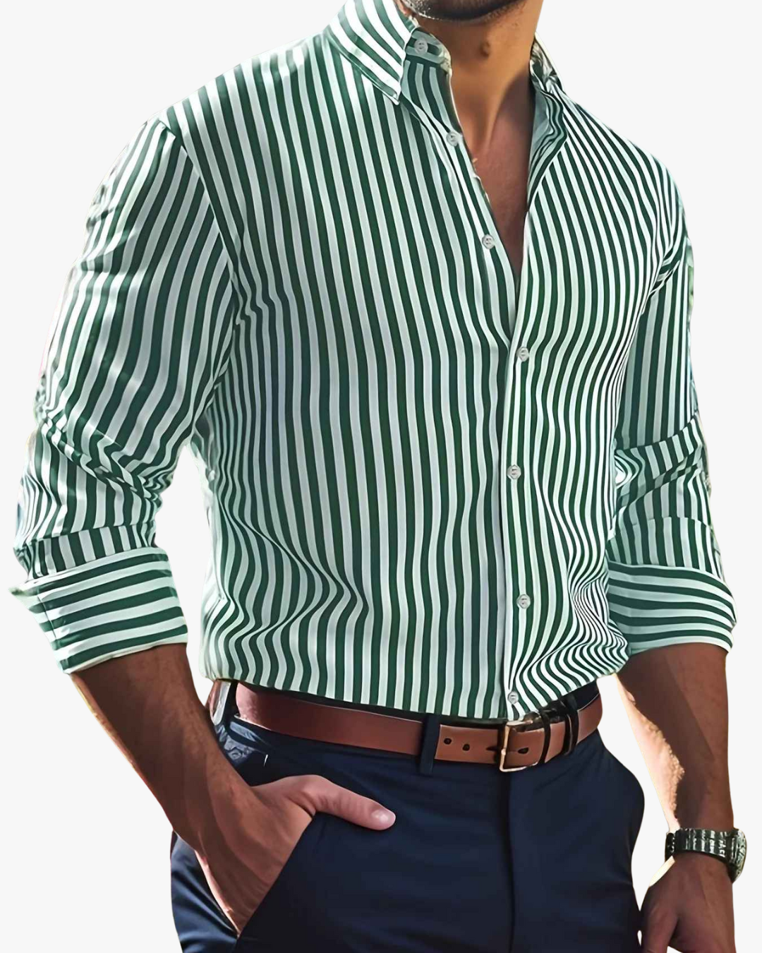 Gary Classic Long-Sleeve Striped Shirt