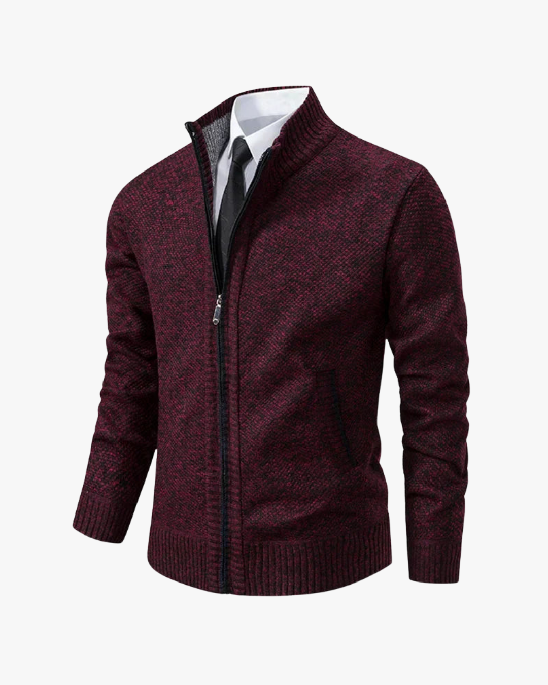 Spencer Refined Zip-Front Textured Cardigan