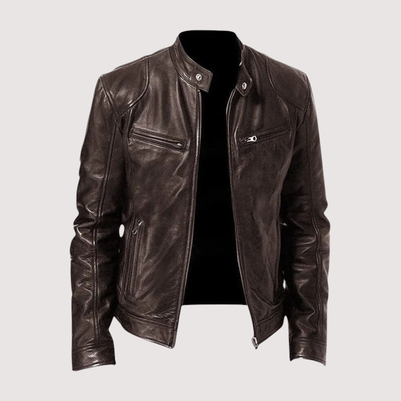 Men's Leather Zip Up Jacket