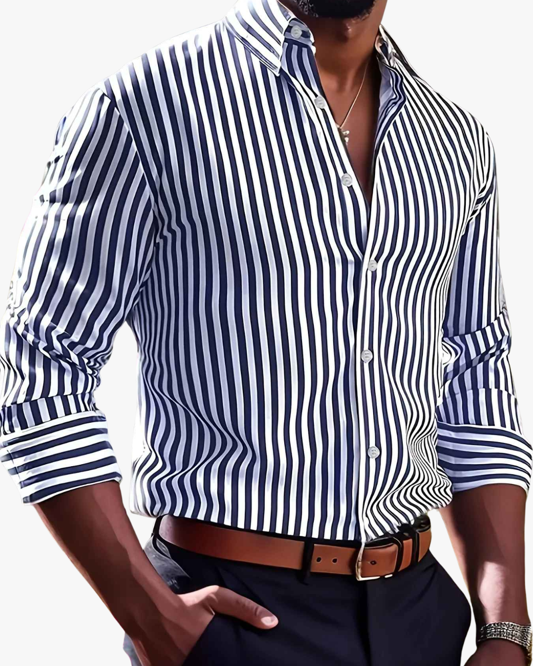 Gary Classic Long-Sleeve Striped Shirt