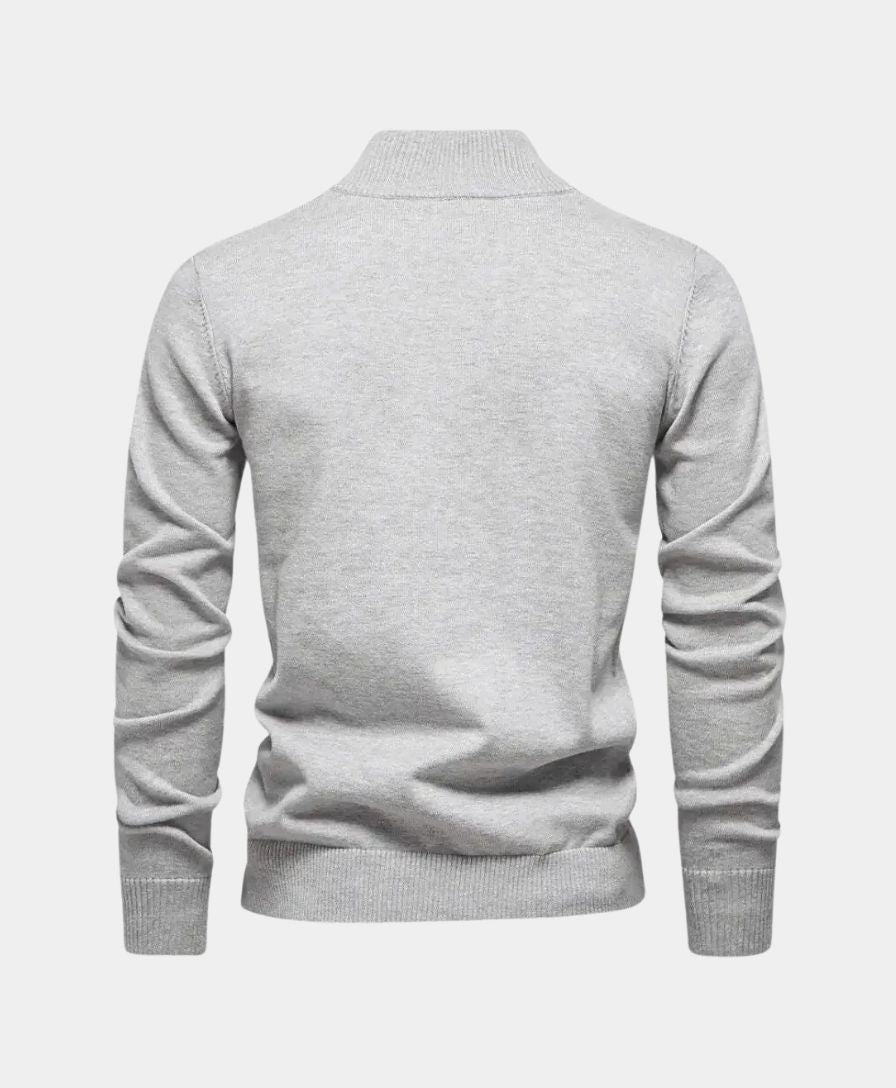 Knit sweater with half zipper