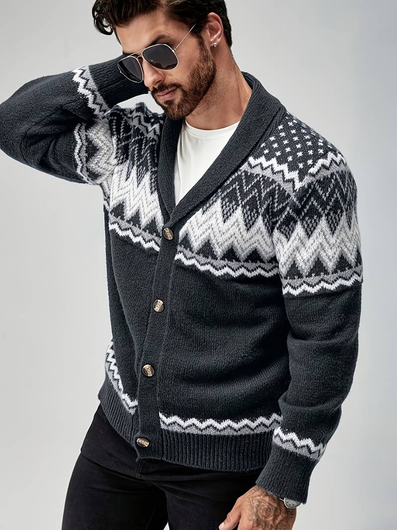 Casual Sweater With Geometric Pattern