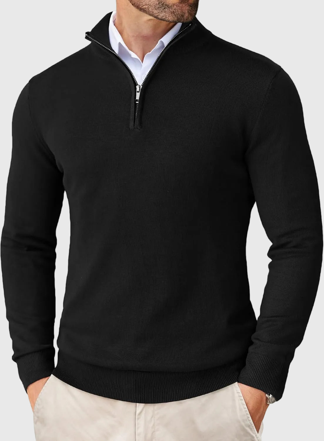 Refined Quarter Zip Sweater