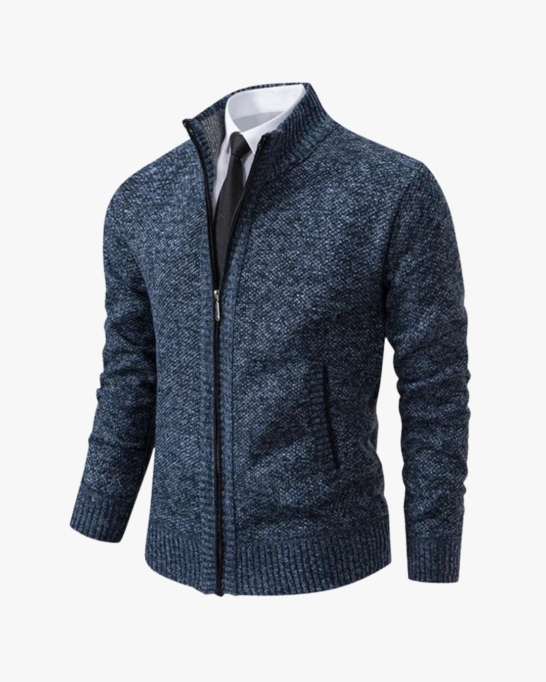 Spencer Refined Zip-Front Textured Cardigan