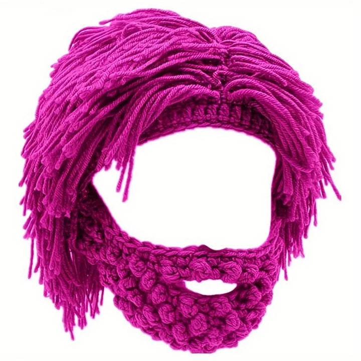 Punk-style cap with built-in straight wig