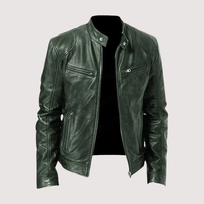 Men's Leather Zip Up Jacket