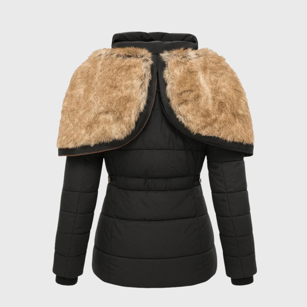 Warm fur-lined winter coat