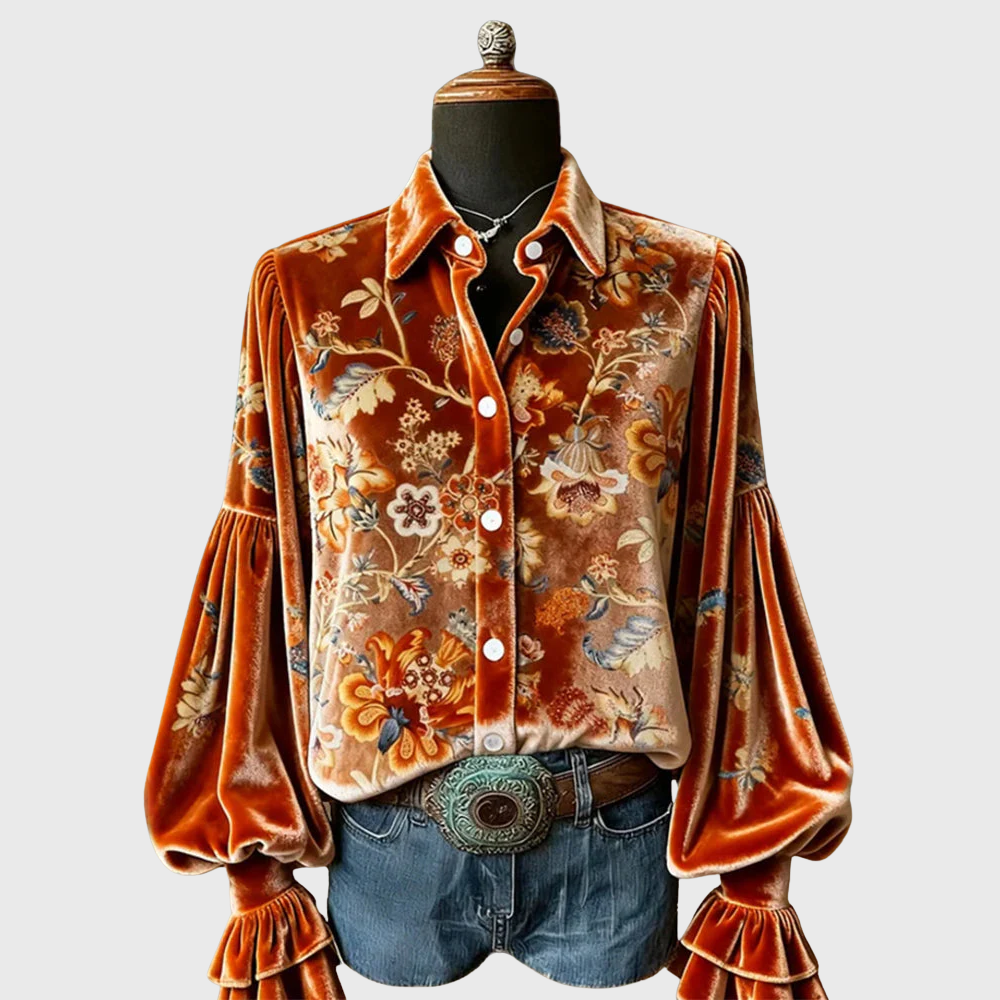 Printed Balloon Sleeve Shirt