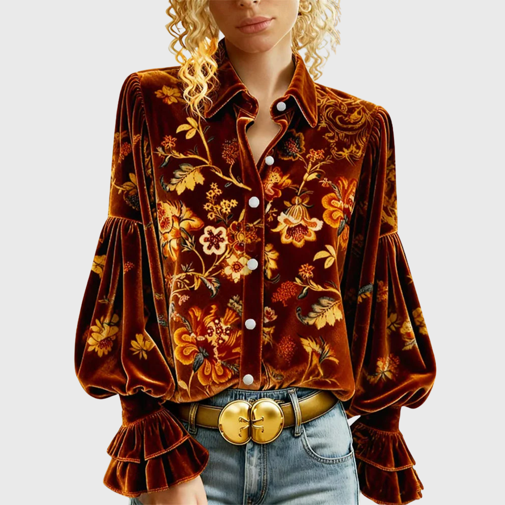 Printed Balloon Sleeve Shirt