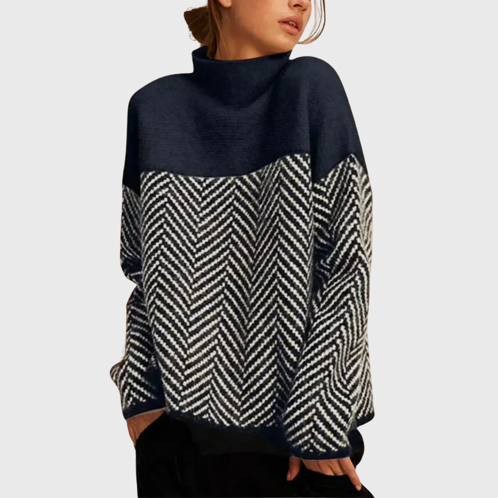 Contrast Turtleneck Sweater