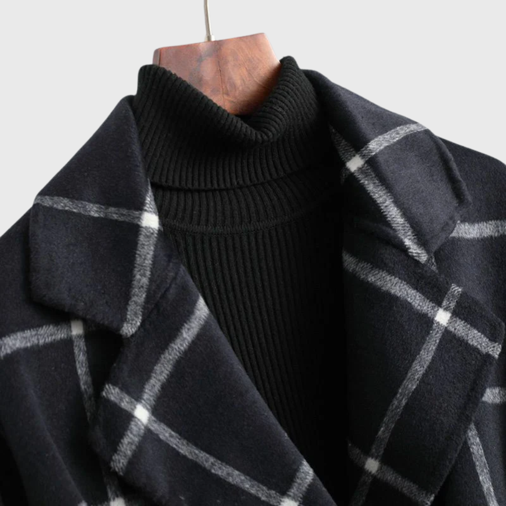 Lapel Plaid Tweed Coat