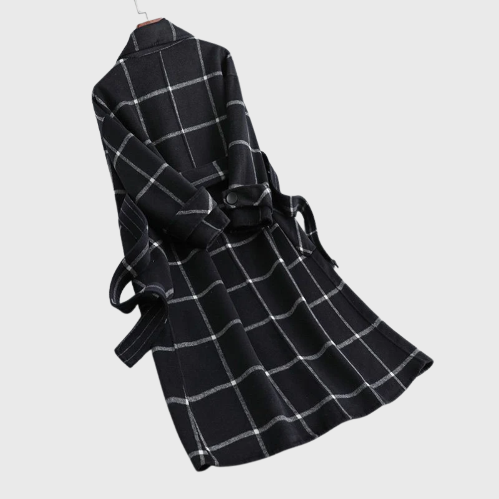 Lapel Plaid Tweed Coat