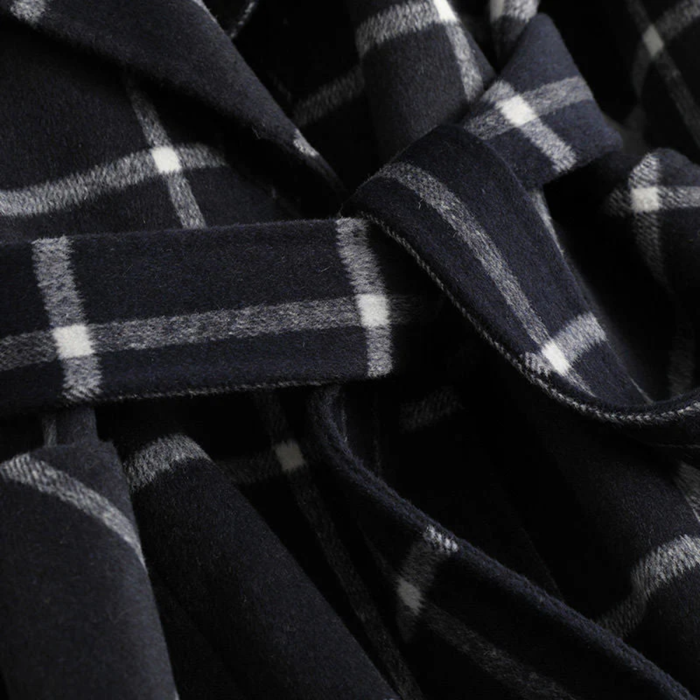 Lapel Plaid Tweed Coat
