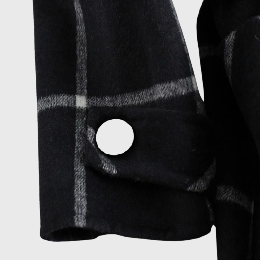 Lapel Plaid Tweed Coat