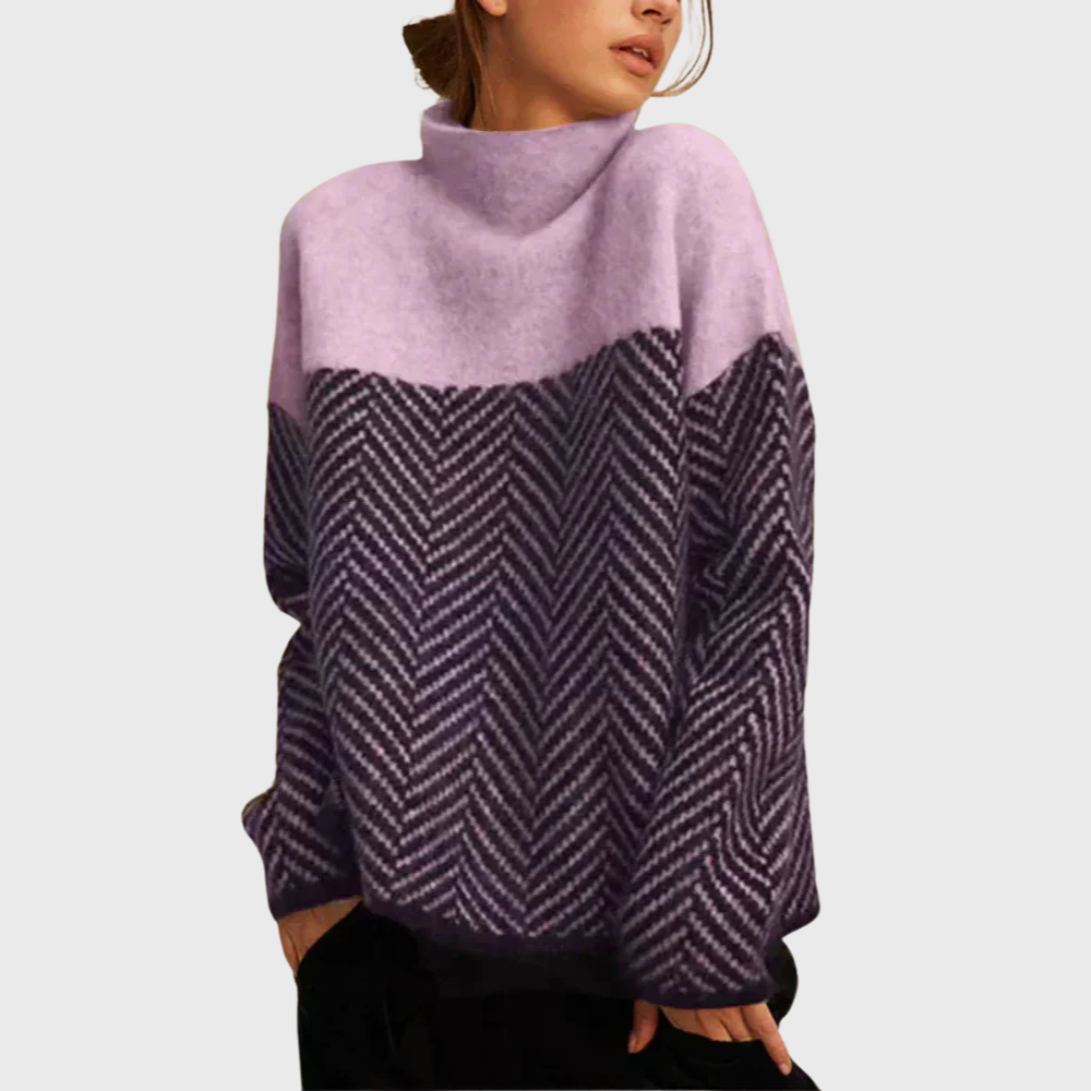 Contrast Turtleneck Sweater