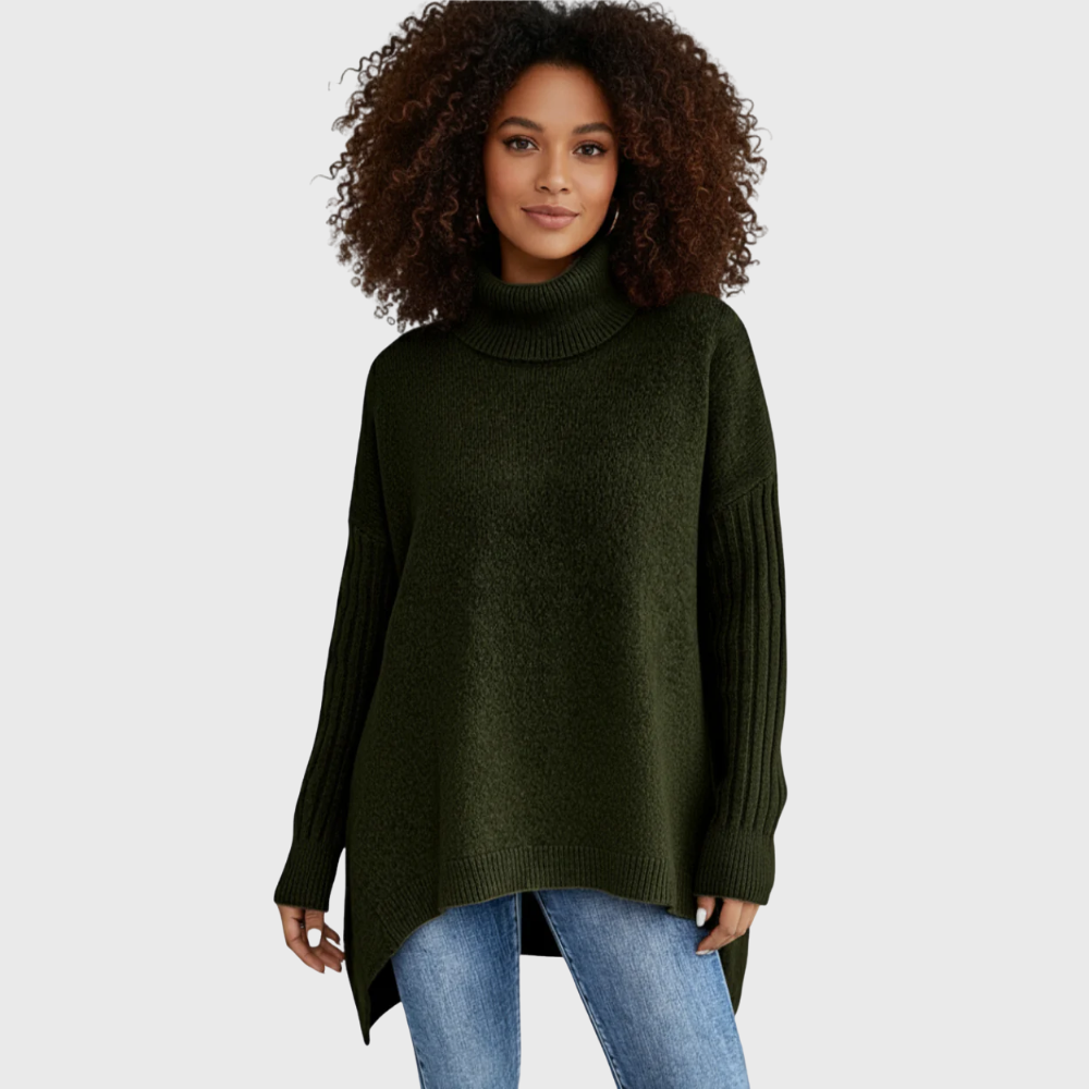 Knitted sweater with soft fall