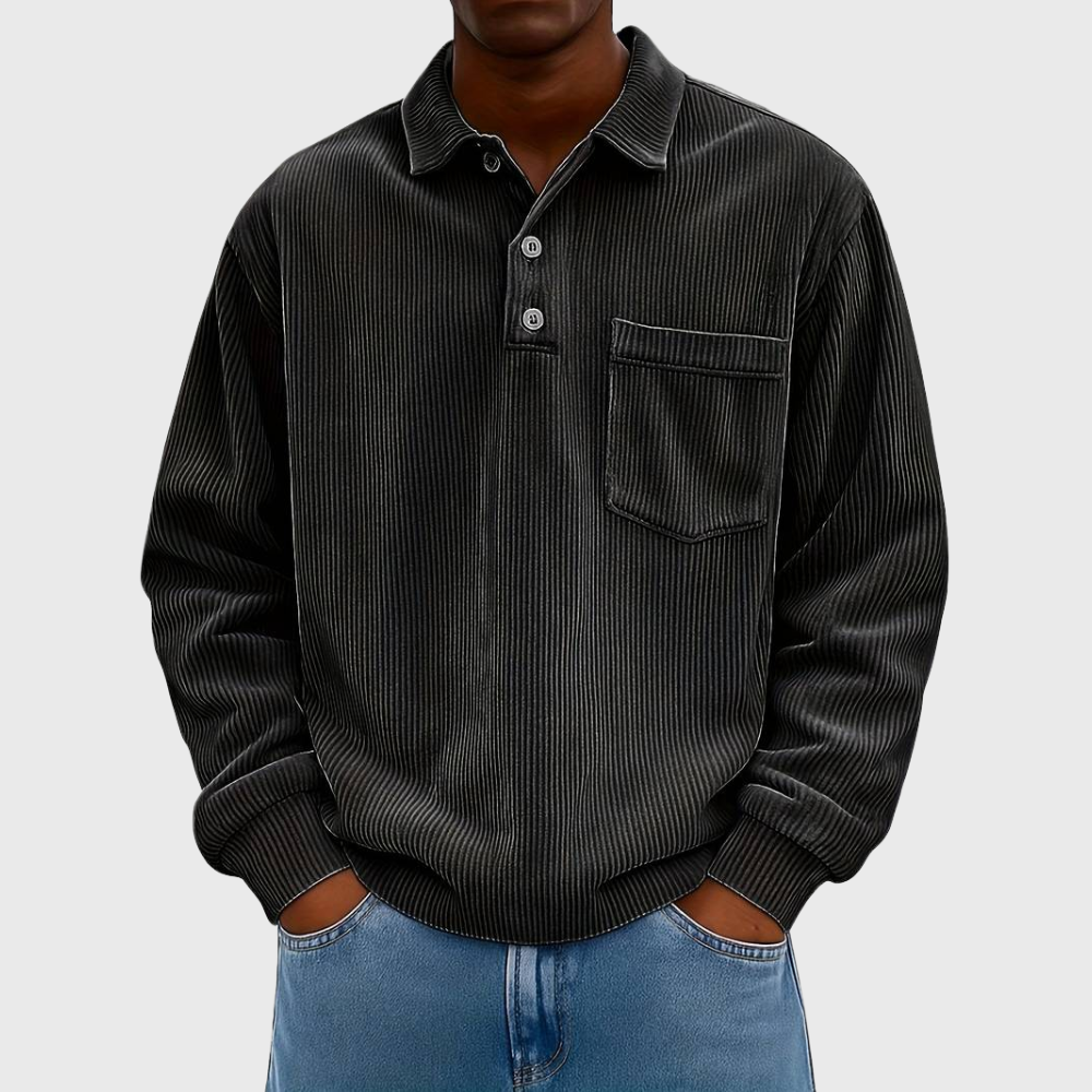 Long-Sleeve Cord Shirt with Collar