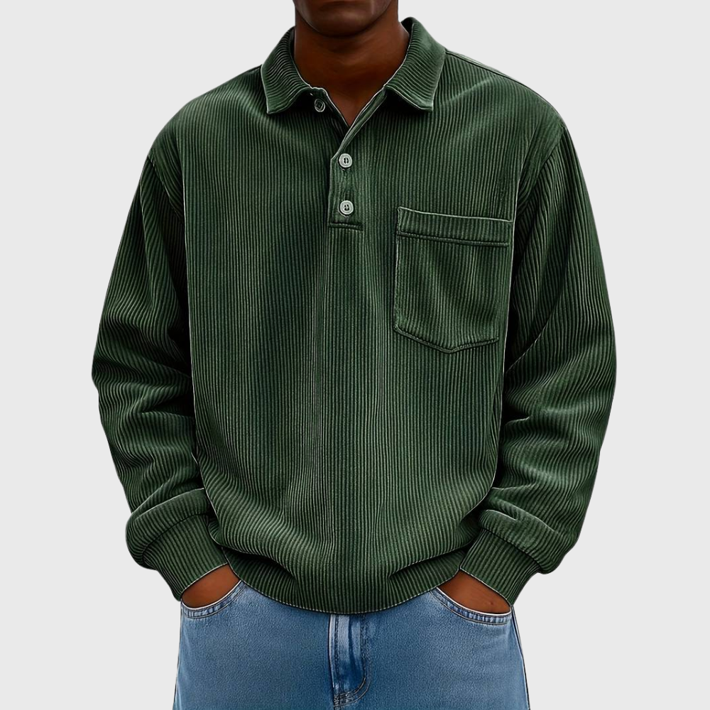 Long-Sleeve Cord Shirt with Collar