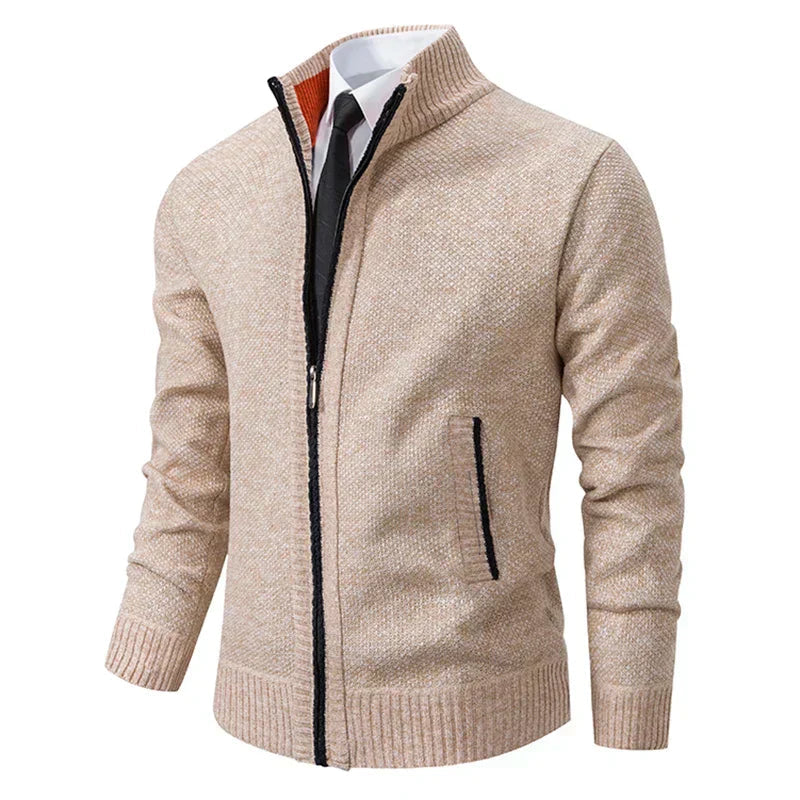 Casual cardigan with stand-up collar