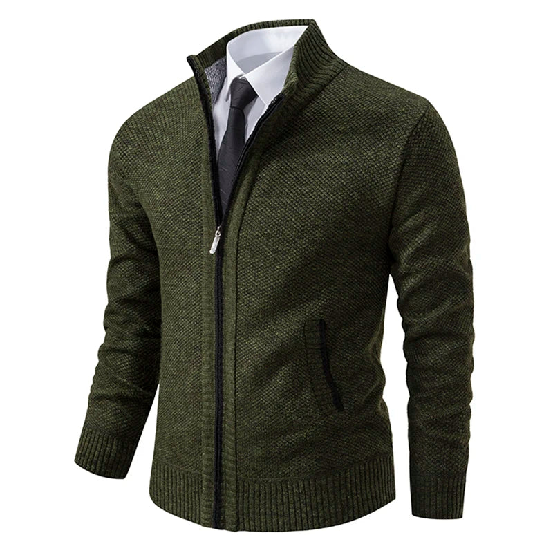 Casual cardigan with stand-up collar