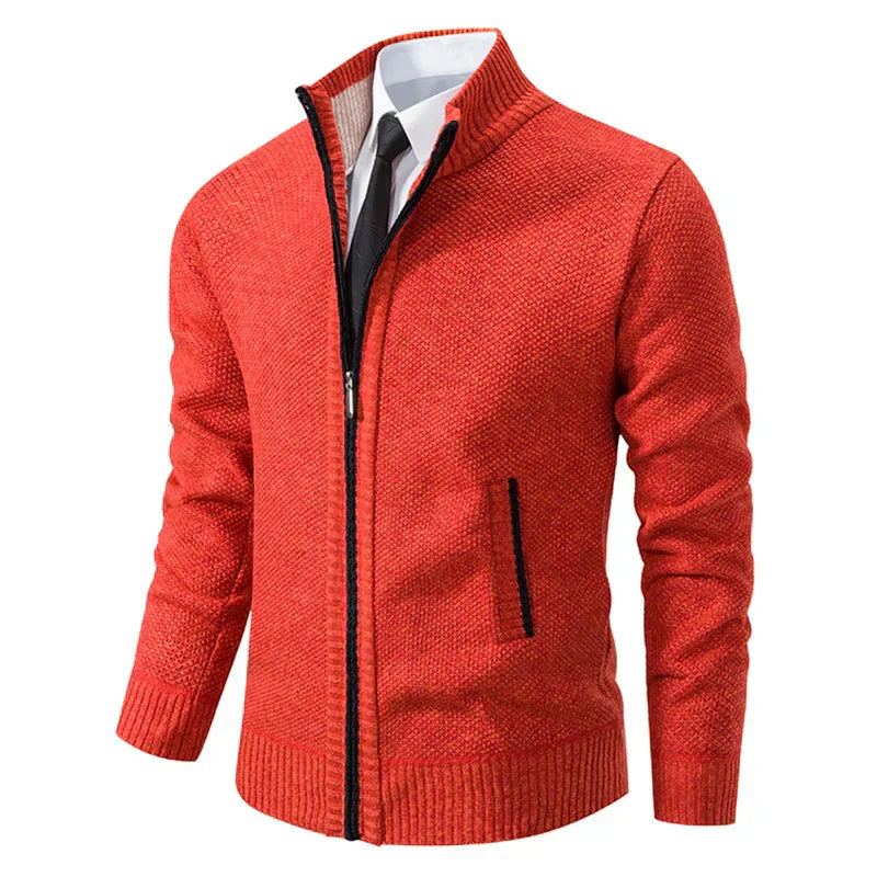 Casual cardigan with stand-up collar