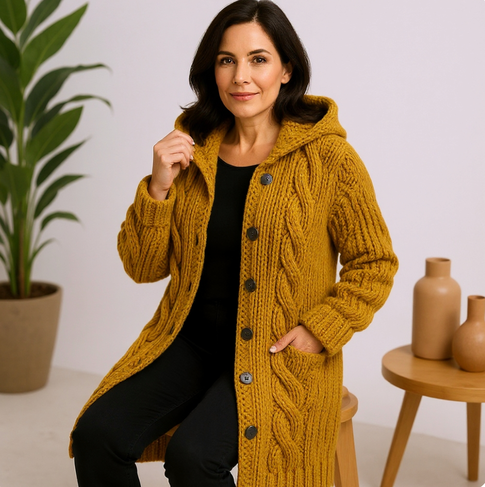 Elegant Cosy Coat With Tummy Coverage