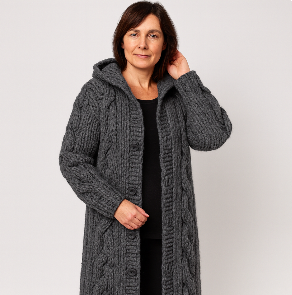 Elegant Cosy Coat With Tummy Coverage