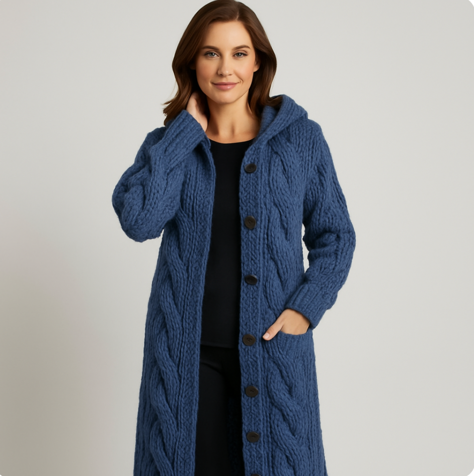 Elegant Cosy Coat With Tummy Coverage