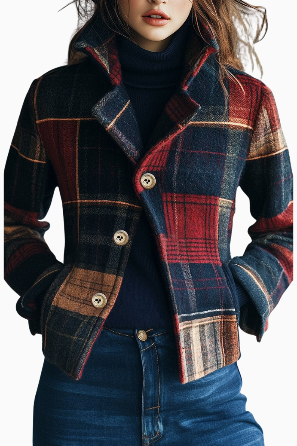 Plaid Pattern Woolen Jacket