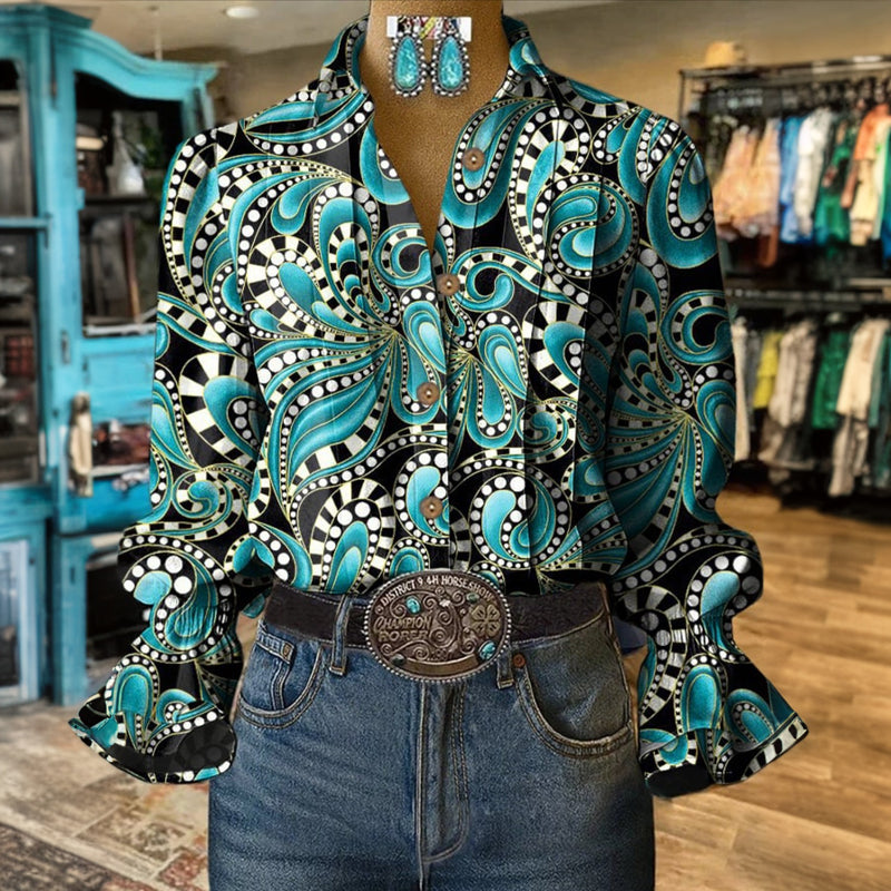 Vintage Blouse With Abstract Print