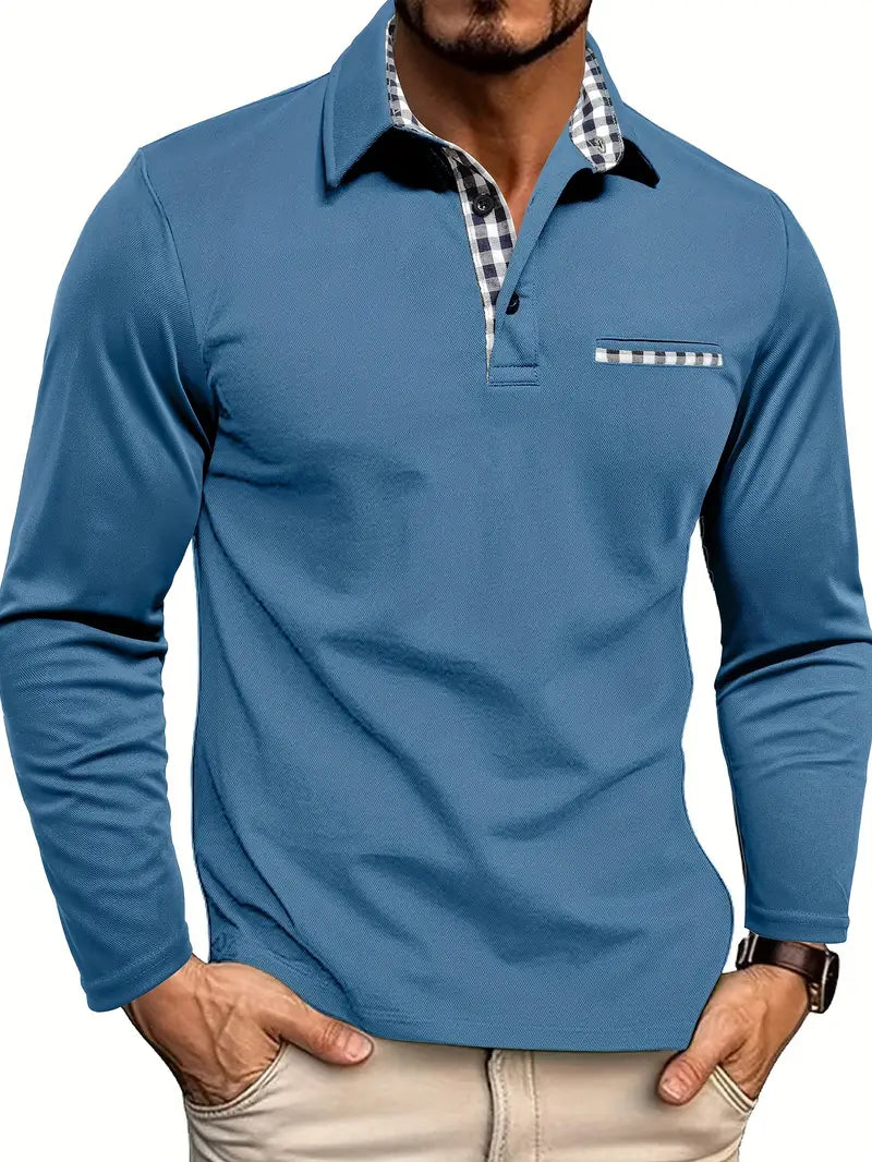Men's long-sleeved polo shirt