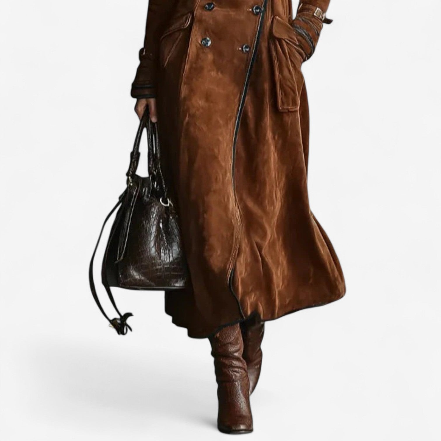 Suede trench coat