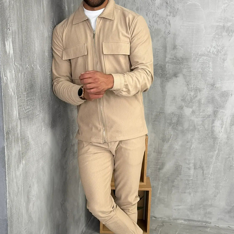 Ribbed Zip-Up Jogging Set