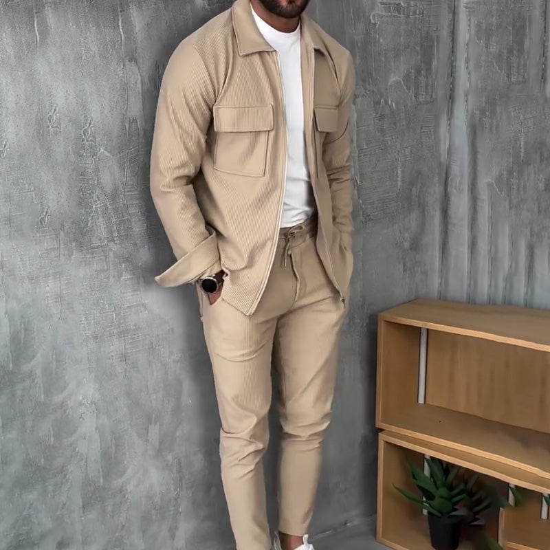 Ribbed Zip-Up Jogging Set