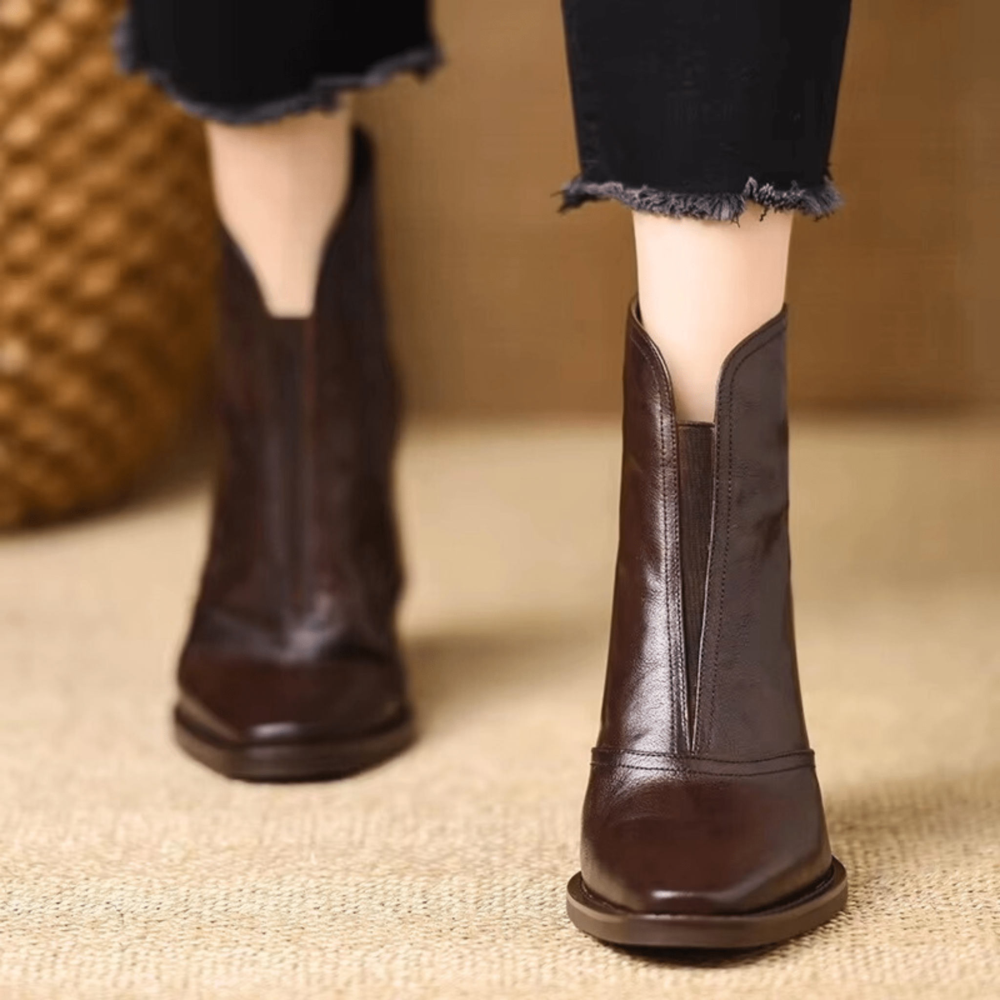 Luxury Mid-Heel Ankle Boots