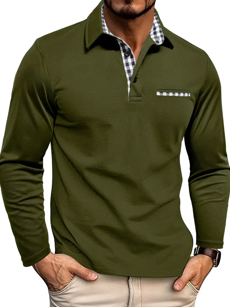 Men's long-sleeved polo shirt
