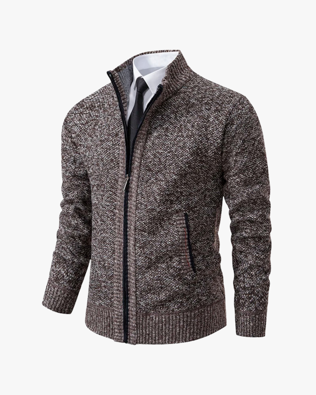 Spencer Refined Zip-Front Textured Cardigan