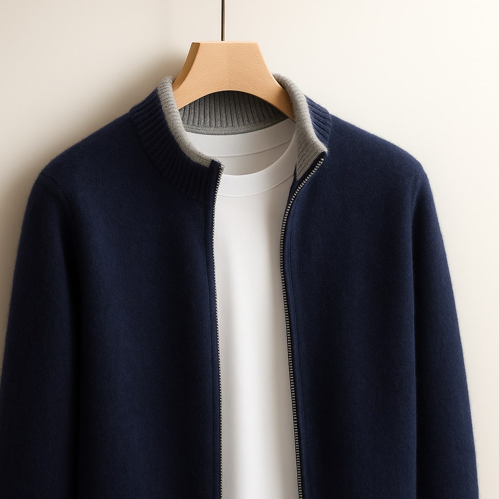 LEGANT WOOL ZIP CARDIGAN