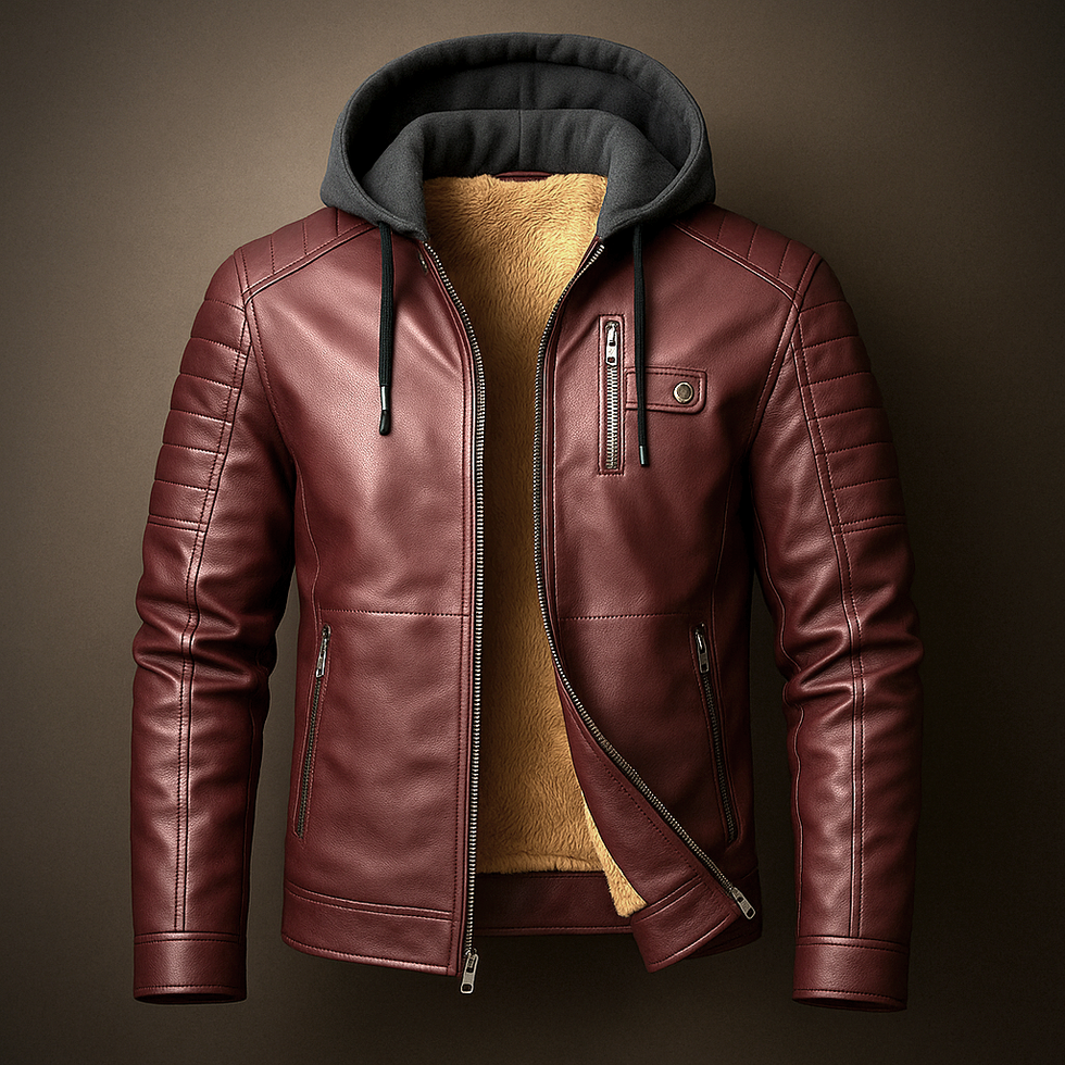Elegant Hooded Leather Jacket