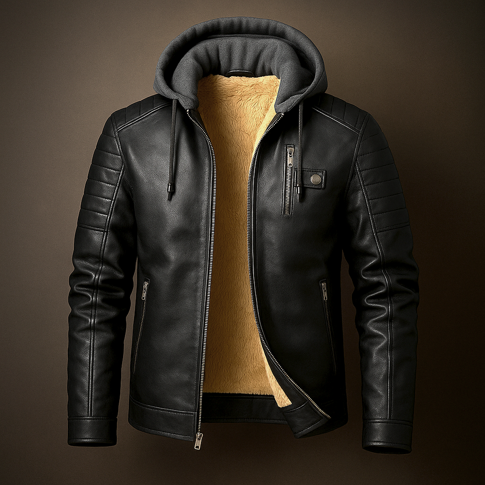 Elegant Hooded Leather Jacket