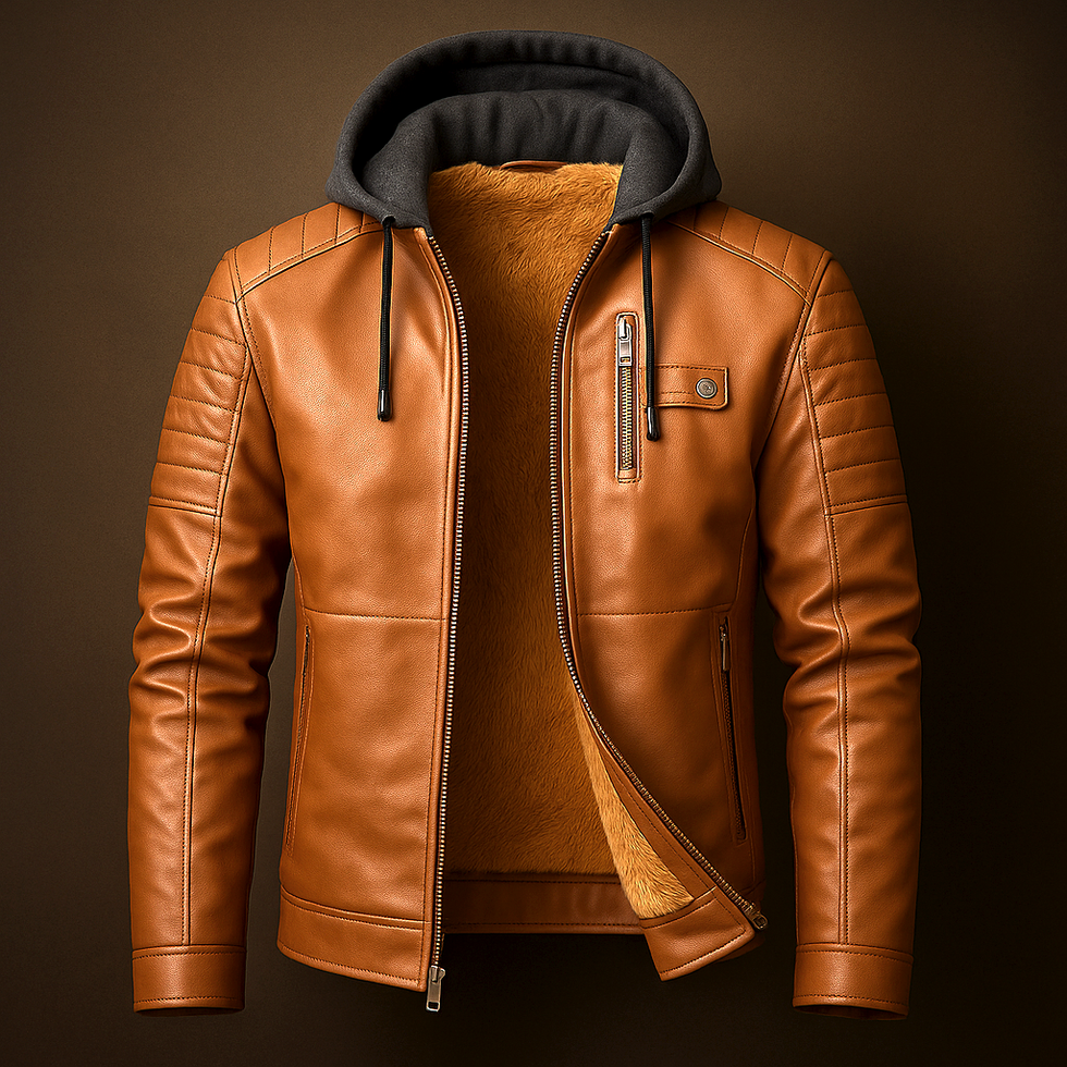 Elegant Hooded Leather Jacket