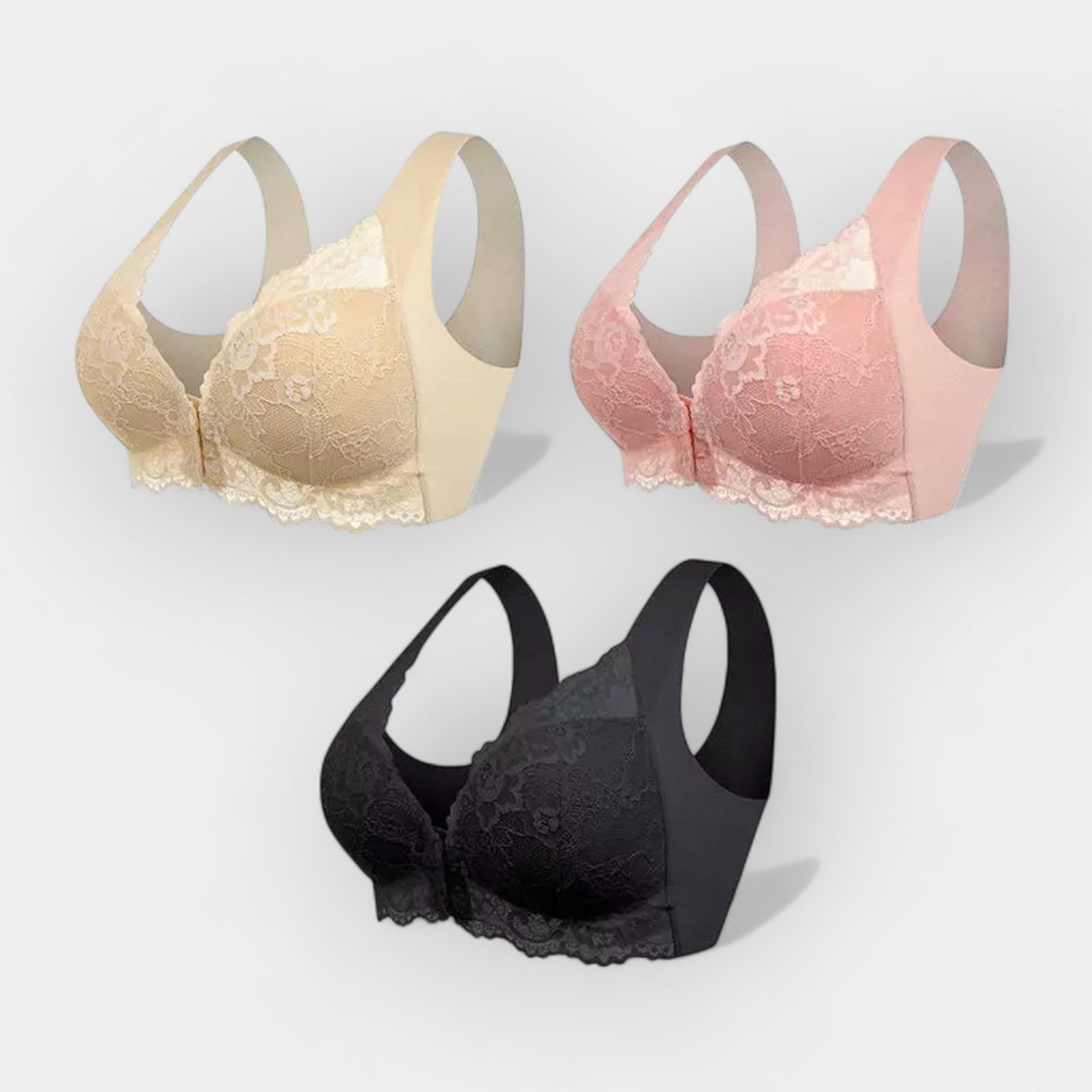 Wire-free bra with front closure (Pack of 3)