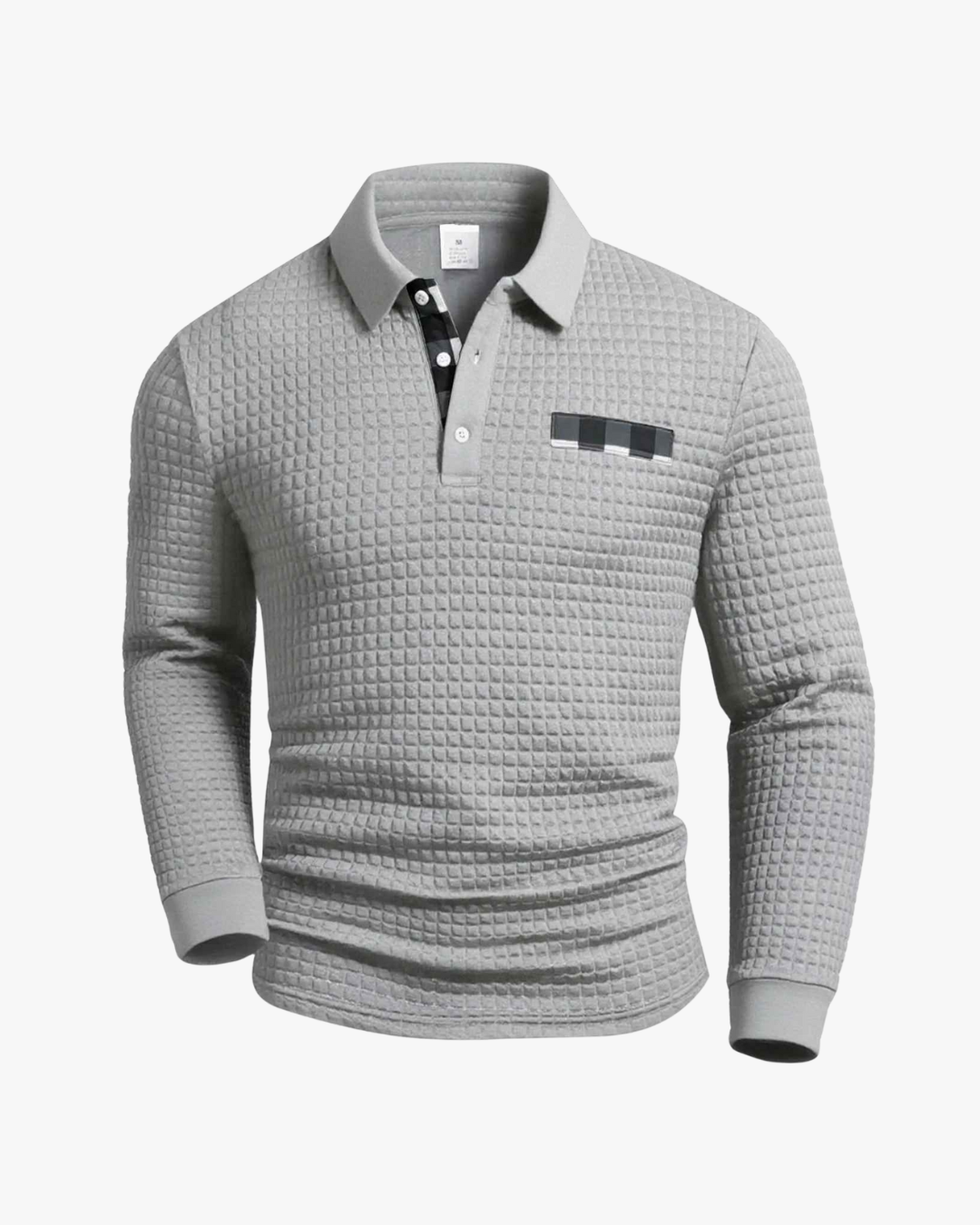 Alex Textured Waffle Knit Long Sleeve Polo