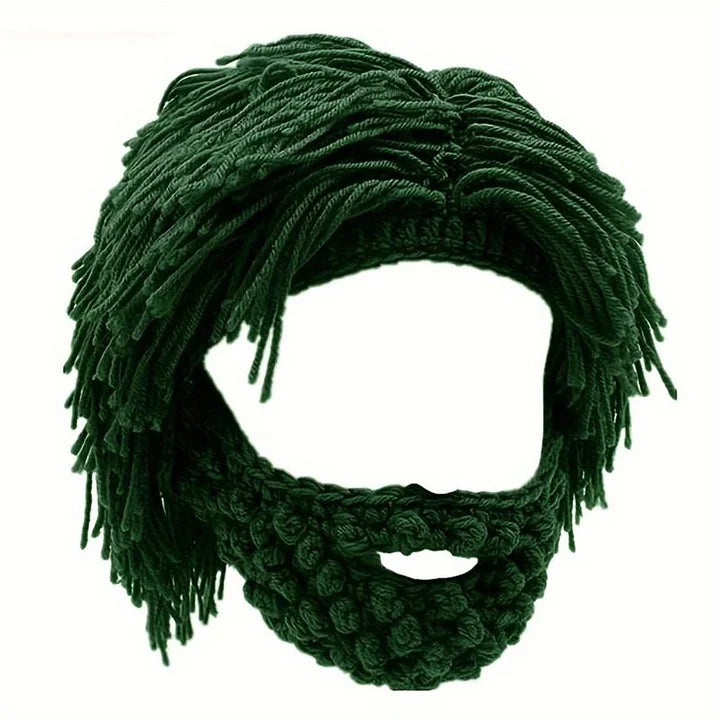 Punk-style cap with built-in straight wig