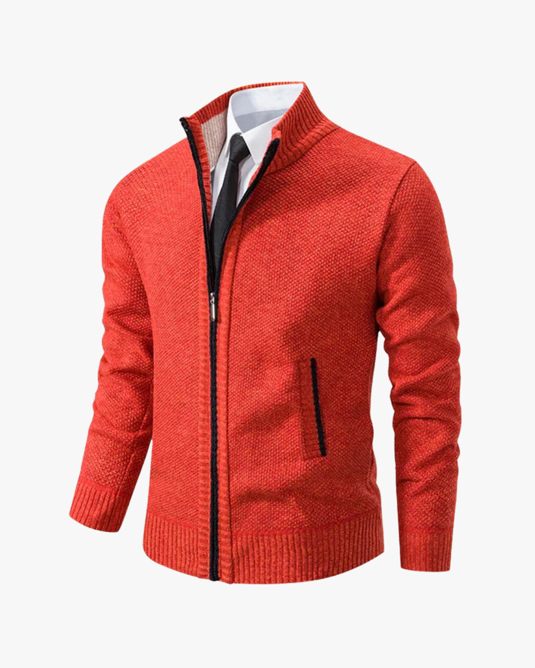 Spencer Refined Zip-Front Textured Cardigan