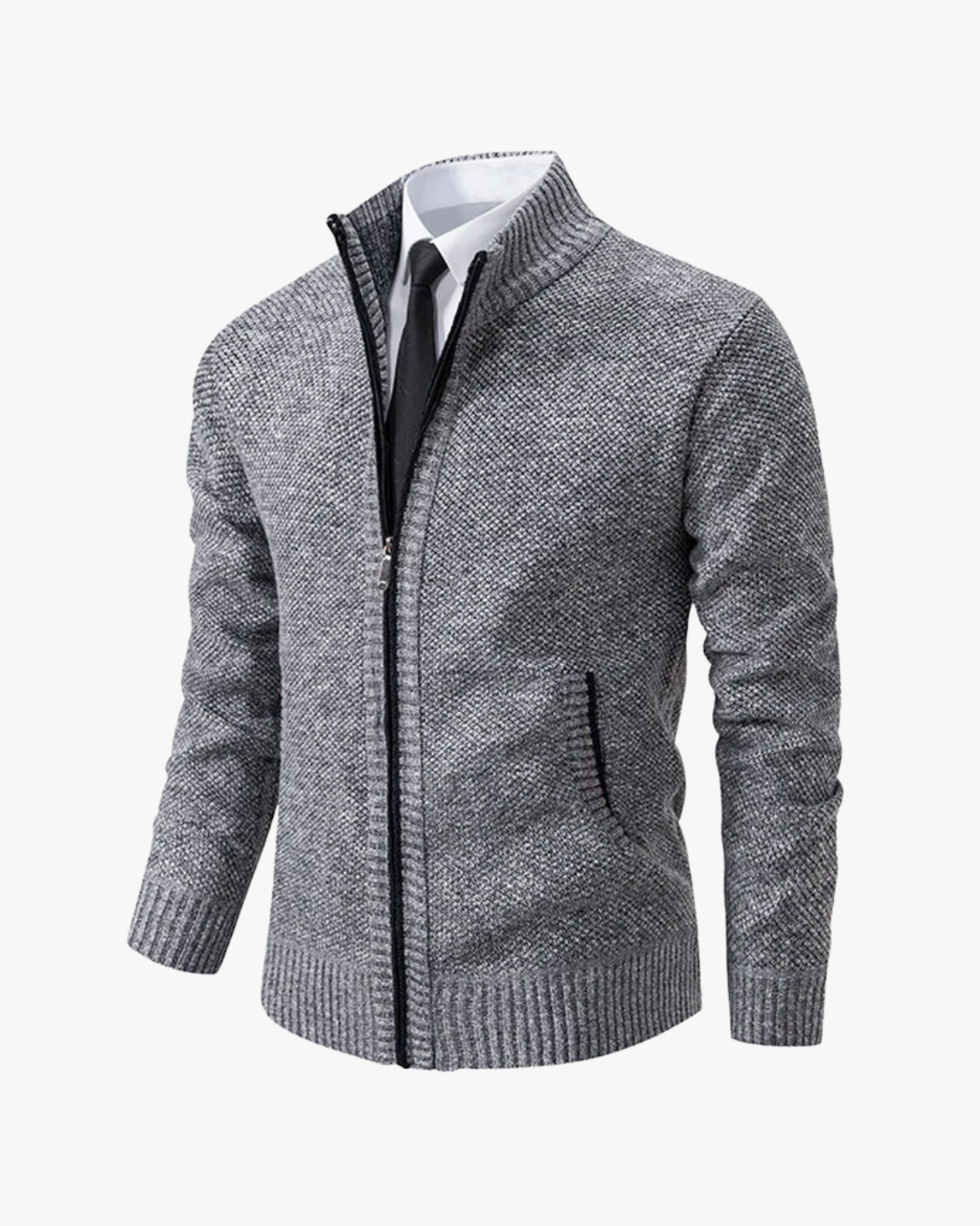Spencer Refined Zip-Front Textured Cardigan