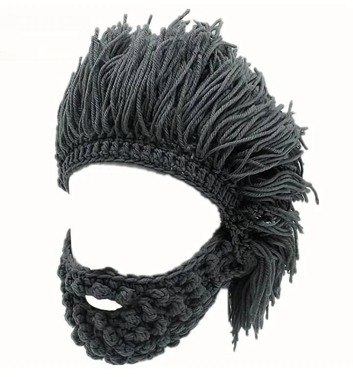 Punk-style cap with built-in straight wig
